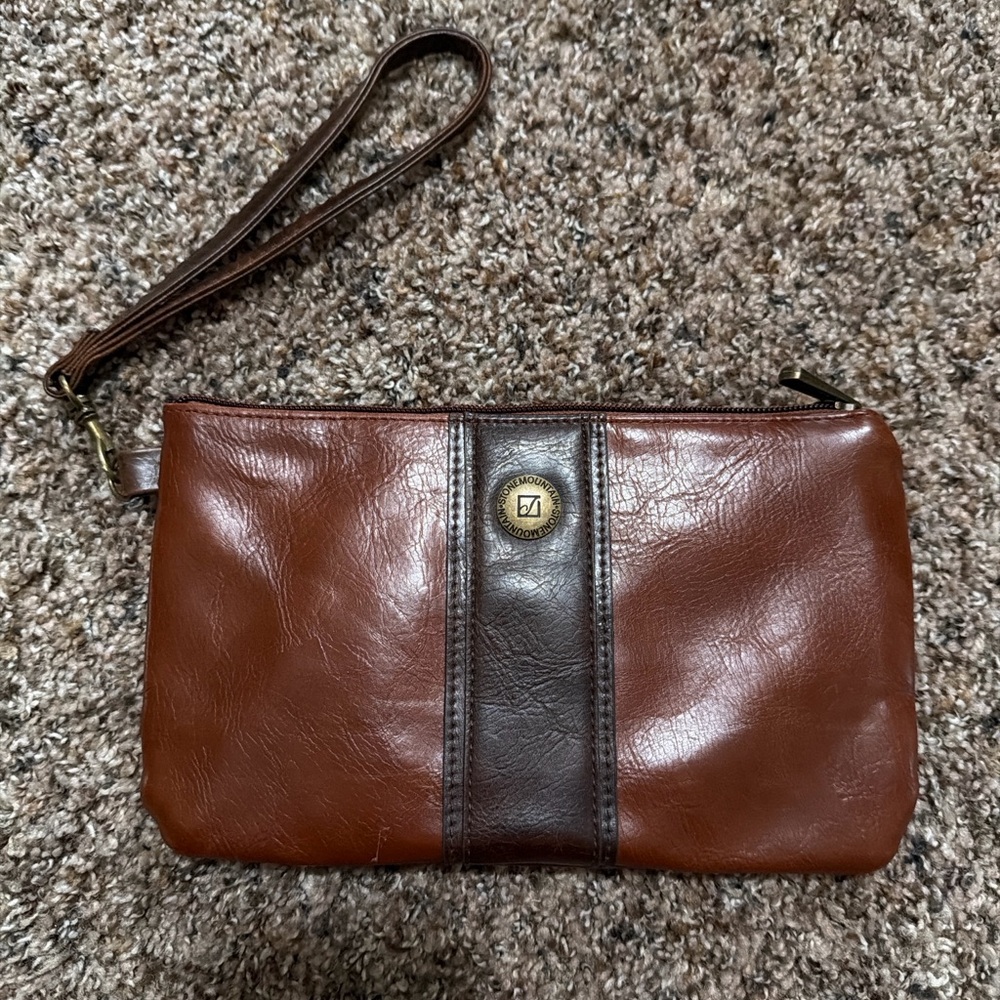 Stone Mountain Brown Leather Wristlet with Removable Coin Pouch